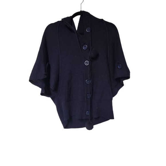 Kenji Handknitted Cardigan Y2K Hooded Large Pom Pom - Picture 2 of 5